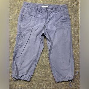 Ann Taylor Loft Dark Grey Cargo Capri Pants, Size 8, 100% Cotton